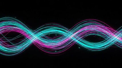 Wall Mural - Neon wave lines digital art dark background design