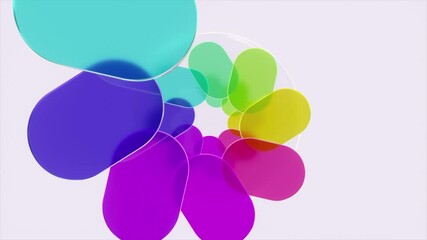 Wall Mural - transparent rounded shapes with vibrant colors gracefully rotate, creating a visually appealing abst
