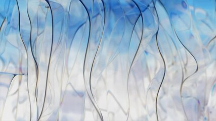 Wall Mural - elegant transparent blue and white wavy lines create a mesmerizing and abstract pattern, moving slow