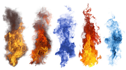 Wall Mural - Fiery elements isolated on white background