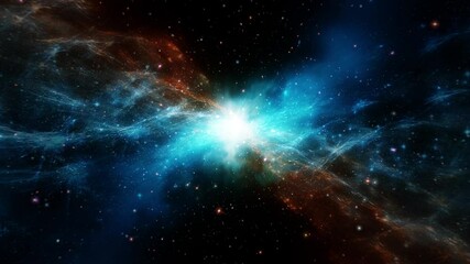Wall Mural - loop galaxy space travel glow blue orange nebula stars space travel cloud in deep space abstract sci
