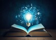 © rach - Illuminated ideas emerge from an open book.