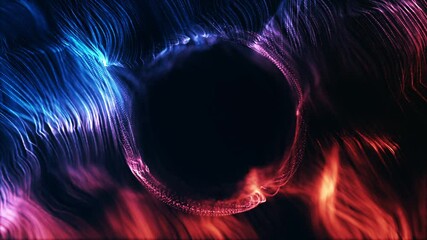 Wall Mural - fire and ice energy collision - abstract red blue particle waves loop 4k