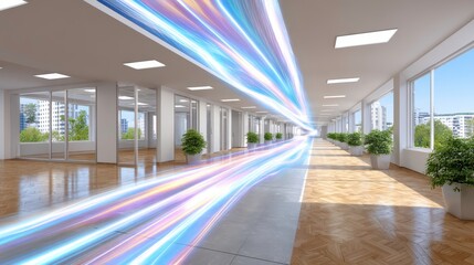 Sticker - modern office data stream technology connection, innovation concept