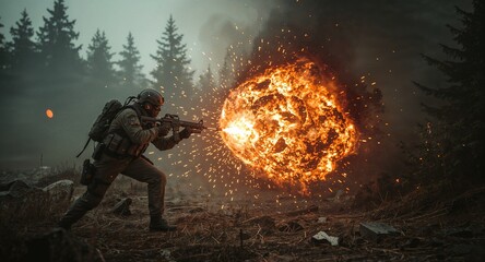 Wall Mural - Smart grenades that detect movement and explode near enemy positions