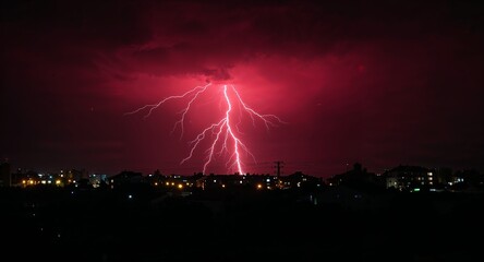 Wall Mural - Storm blew out lights in lab where alarms still flash red