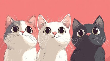 Naklejka na meble Hand-Drawn Cute Cats with Different Expressions, Playful and Whimsical Cat Illustrations