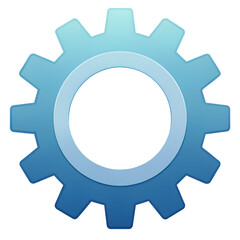 Blue gear cog wheel mechanism isolated on transparent background