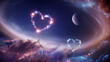 © Koushik - Two sparkling hearts shine amidst a cosmic nebula