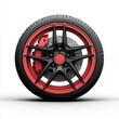 © warunthorn - Black and Red Sport Car Wheel with Brake Disc Isolated on White Background