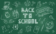 © vika33 - back to school chalkboard design vector illustration. Line vector image showing Back to School text capturing students returning to learning