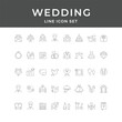 © Uzair - Wedding Line Icon Set – Marriage, Bride, Groom, Ceremony, Ring, Cake, Love, Minimal Vector Collection