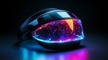 Wall Mural - futuristic augmented reality glasses with vibrant colorful lights.