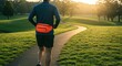 © bagas - Man Jogging in Park at Sunrise Wearing a Running Belt
