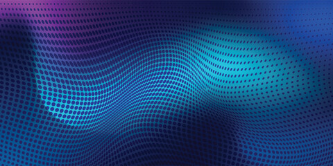 Modern light point Hi-tech digital technology concept. High tech computer illustration with purple and dark blue gradient background modern arts