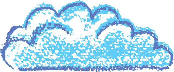 Wall Mural - cloud icon like kid drawing by crayon in kindergarten. painted with charcoal or wax pencil sky sign.