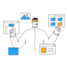 man windows interface design website developer application software files folders user experience di