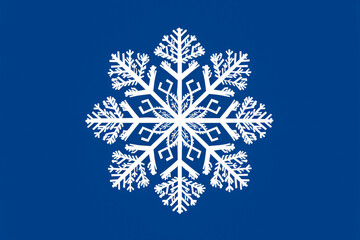 Wall Mural - Blue and white snowflake with a blue background. The snowflake is the main focus of the image and it is very detailed. The blue background adds a sense of calmness and serenity to the image