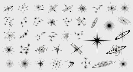 Wall Mural - Collection of 30 unique starburst and galaxy illustrations perfect for design projects.