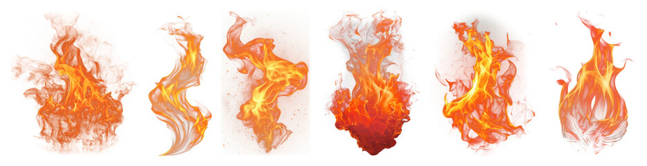 Wall Mural - png vibrant fiery flame illustrations, element set on transparent background