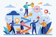 © Iftikhar alam - Teamwork leading to success through strategic planning and goal-oriented actions in a collaborative environment with clear paths towards achievement