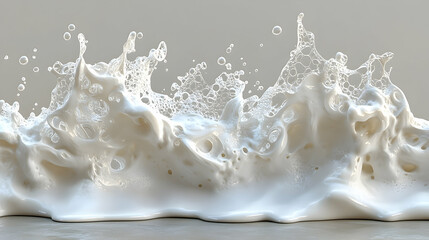 Wall Mural - dynamic milk splash with intricate bubble formations against a n