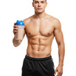 © Shilpi - Man Holding Protein Shake on Isolated transparent background png. generated with AI