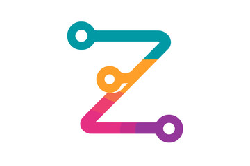 the logo is an abstract and whimsical monogram represented by the letter z, related to technology