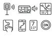 © Vector - Accessible Urban Navigation Icons. Line style icons of urban navigation for visually impaired: bus stop audio guide, low-floor bus