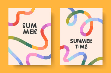 Wall Mural - summer abstract backgrounds with bright rainbow lines.modern illustrations with colorful shapes.summ