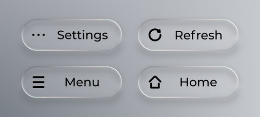 Wall Mural - liquid glass push buttons set for app interface design. mobile application ui elements concept in da