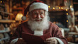 © shamek - Santa Claus Man in Christmas Hat Red Suit Clothes Reading Kid's