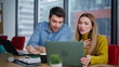 © stockbusters - Smart man helping colleague in online job sitting corporate office closeup.