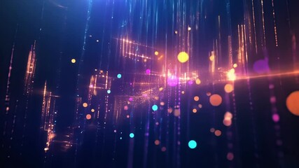 Wall Mural - abstract digital background visualizing data flow with colorful particles falling and glowing, creat
