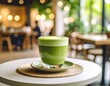 © inchert - Matcha Latte in a Modern Café / モダンカフェの抹茶ラテ
