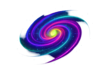 Wall Mural - Bright, colorful spiral galaxy rotating in space with transparent background, perfect for science fiction or astronomy projects