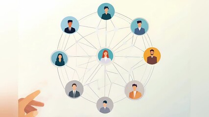 Wall Mural - Illustration of diverse professionals interconnected in a network.
