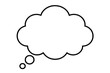 © PNG Kingdom  - Simple line art thought bubble representing thinking, brainstorming, and communication, isolated on a transparent background