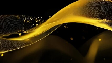Wall Mural - Abstract Golden Wave with Particles on Black Background for Design Elements