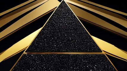 Wall Mural - Abstract Geometric Art Deco Pyramids with Gold and Black in Elegant Style