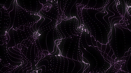 Abstract Purple Particle Waves Flowing on Black Background Creating a Dynamic and Energetic Visual This