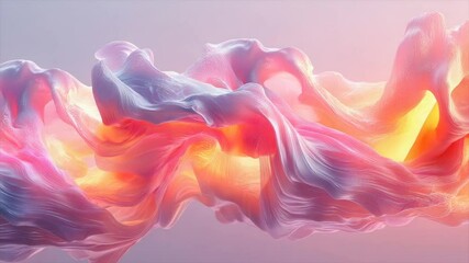 Wall Mural - Abstract pastel pink and orange flowing fabric
