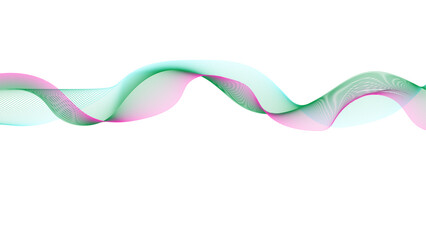 Wall Mural - wavy pink and green lines. abstract flowing ribbons.