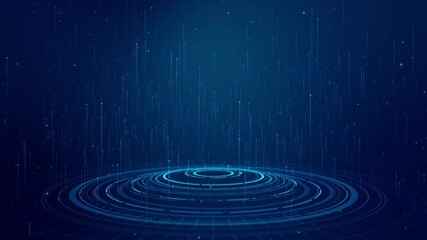 AI Sphere with Abstract Glow blue Pedestal. Futuristic High Tech Energy Product Stand. Magic Portal. Round Teleport Podium. Sci-fi Technology Theme futuristic technology, AI artificial intelligence.