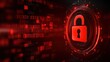 © Gibster - Information Online privacy protection. Digital padlock on a red cyber background with binary code elements.
