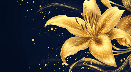 Wall Mural - small flowers of golden lilies form an ornament
