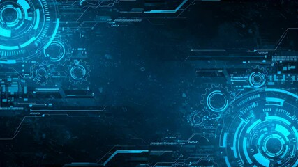 Wall Mural - dark blue technical background with glowing futuristic geometric patterns and hi tech feel