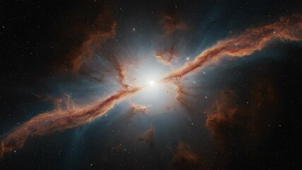 Wall Mural - Detailed View Of A Vibrant Nebula Featuring Orange Clouds and a Bright White Light Source Set Against Starry Space