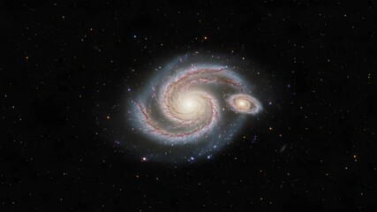 Wall Mural - Dramatic Spiral Galaxy in Deep Space with Colorful Stars and Nebulae on Black Background