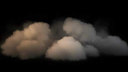 Wall Mural - dramatic tan and gray smoke clouds rising against a black background with ethereal lighting and visu